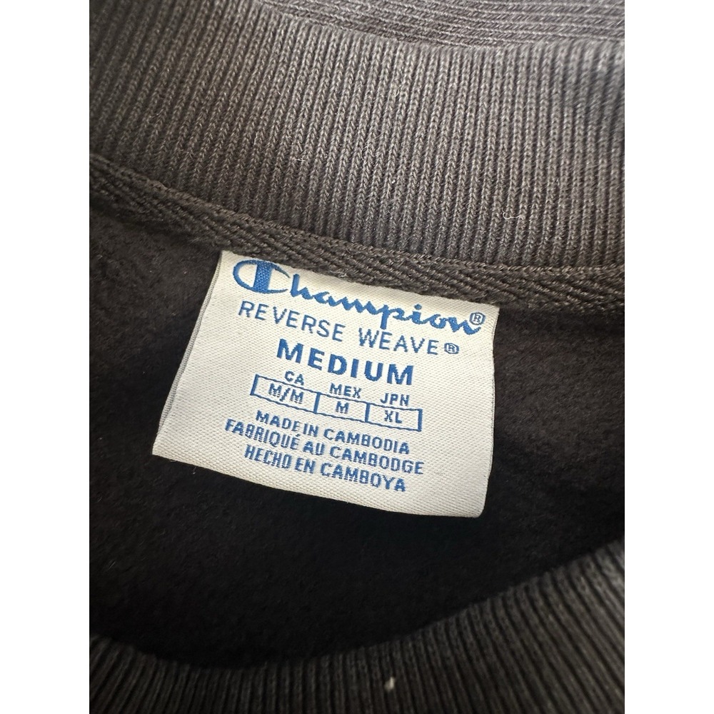 Vintage Champion Size Medium Reverse Weave Sweatshirt Black All over Print - Picture 4 of 6